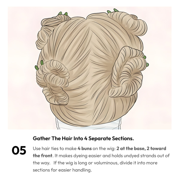 gather hair into 4 sections