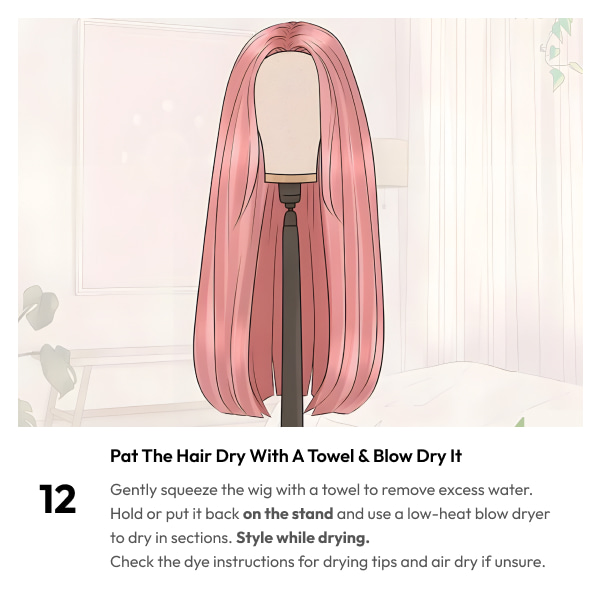 pat the hair dry with a towel & blow dry it