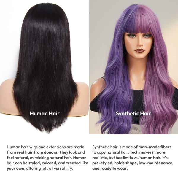 What is the difference between human hair and synthetic hair?